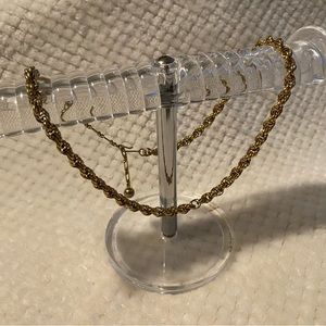 Vintage rope necklace retro Lisner Costume jewelry Gold Tone Chain